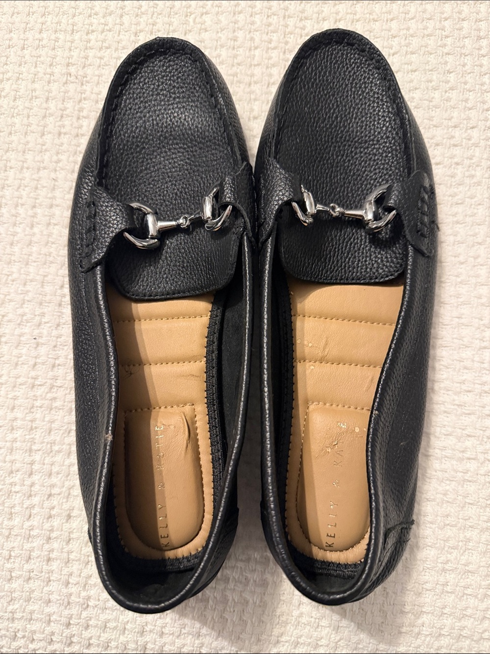 Kelly & Katie Black Loafers with Silver Bit Accent